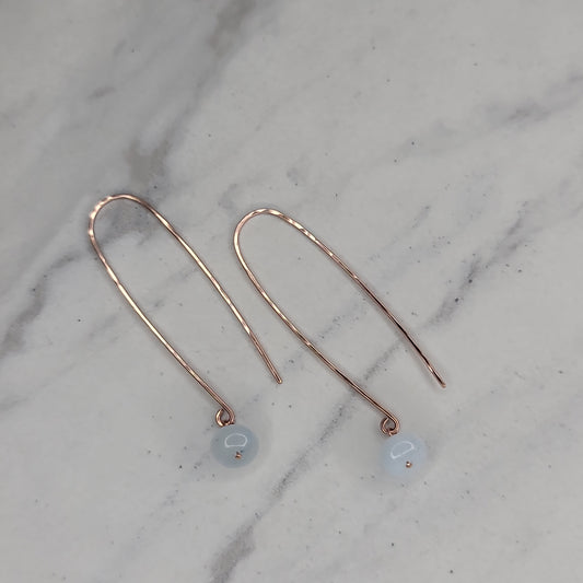 Aquamarine Arch Earrings in Pink Gold