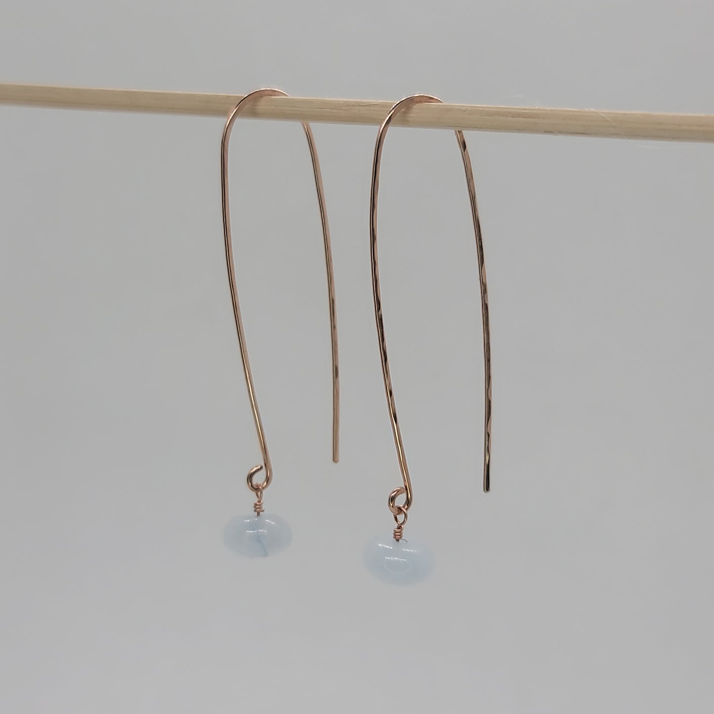 Aquamarine Arch Earrings in Pink Gold