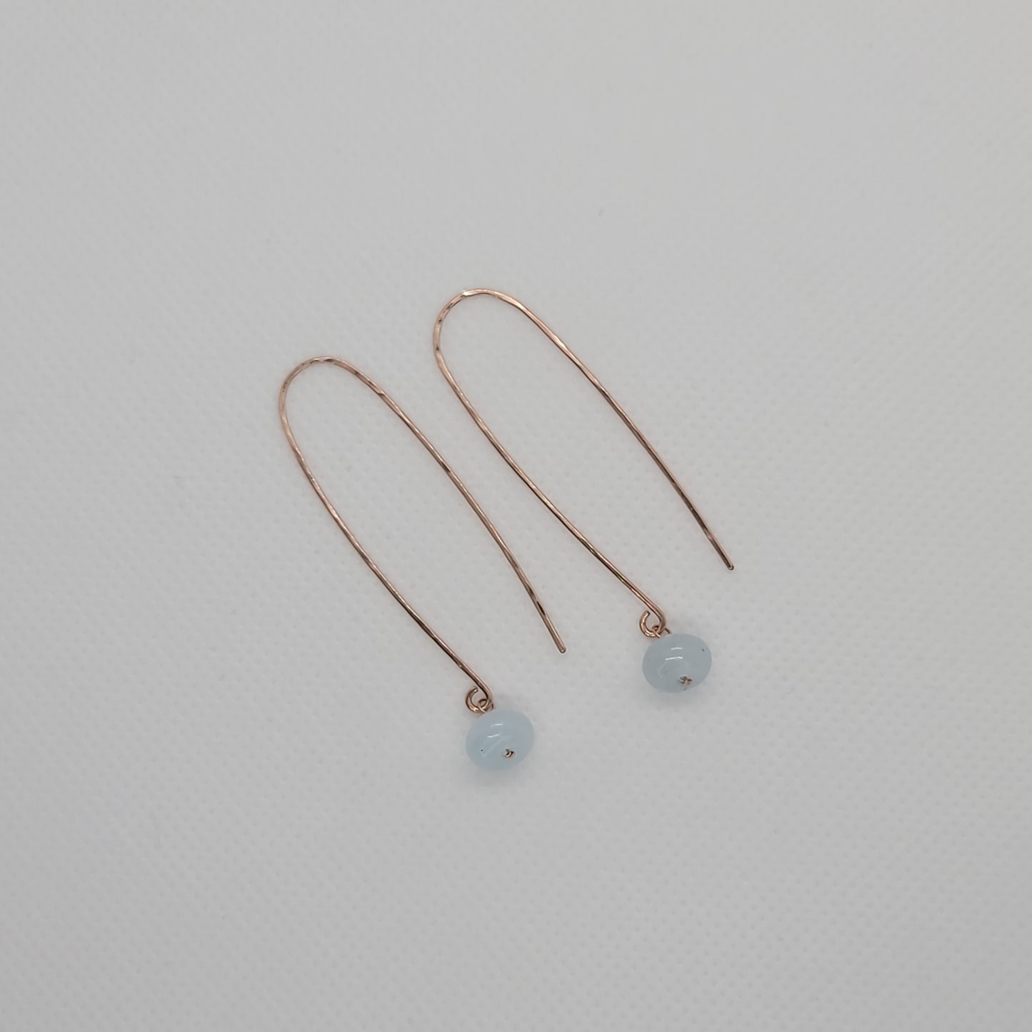 Aquamarine Arch Earrings in Pink Gold