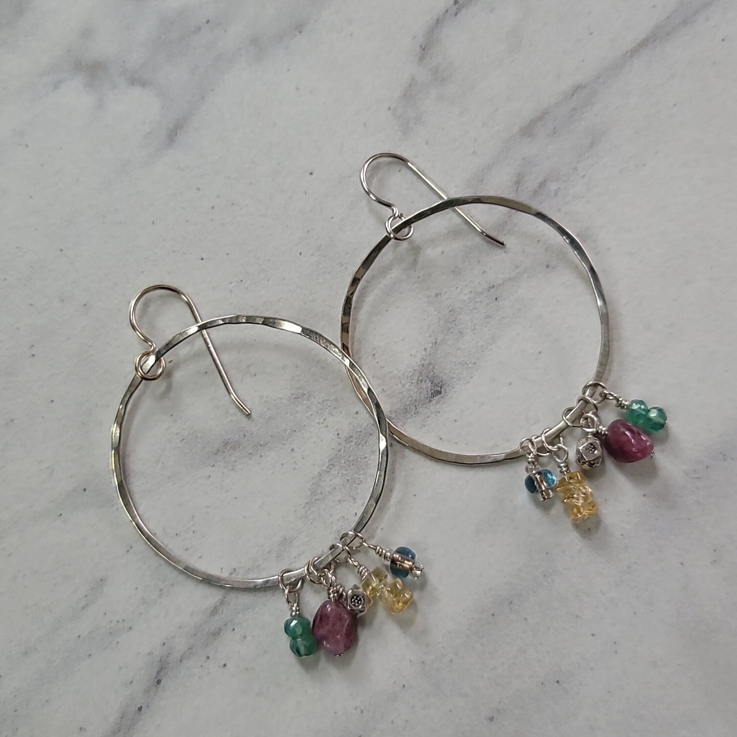 Hoops with Gemstone Dangles