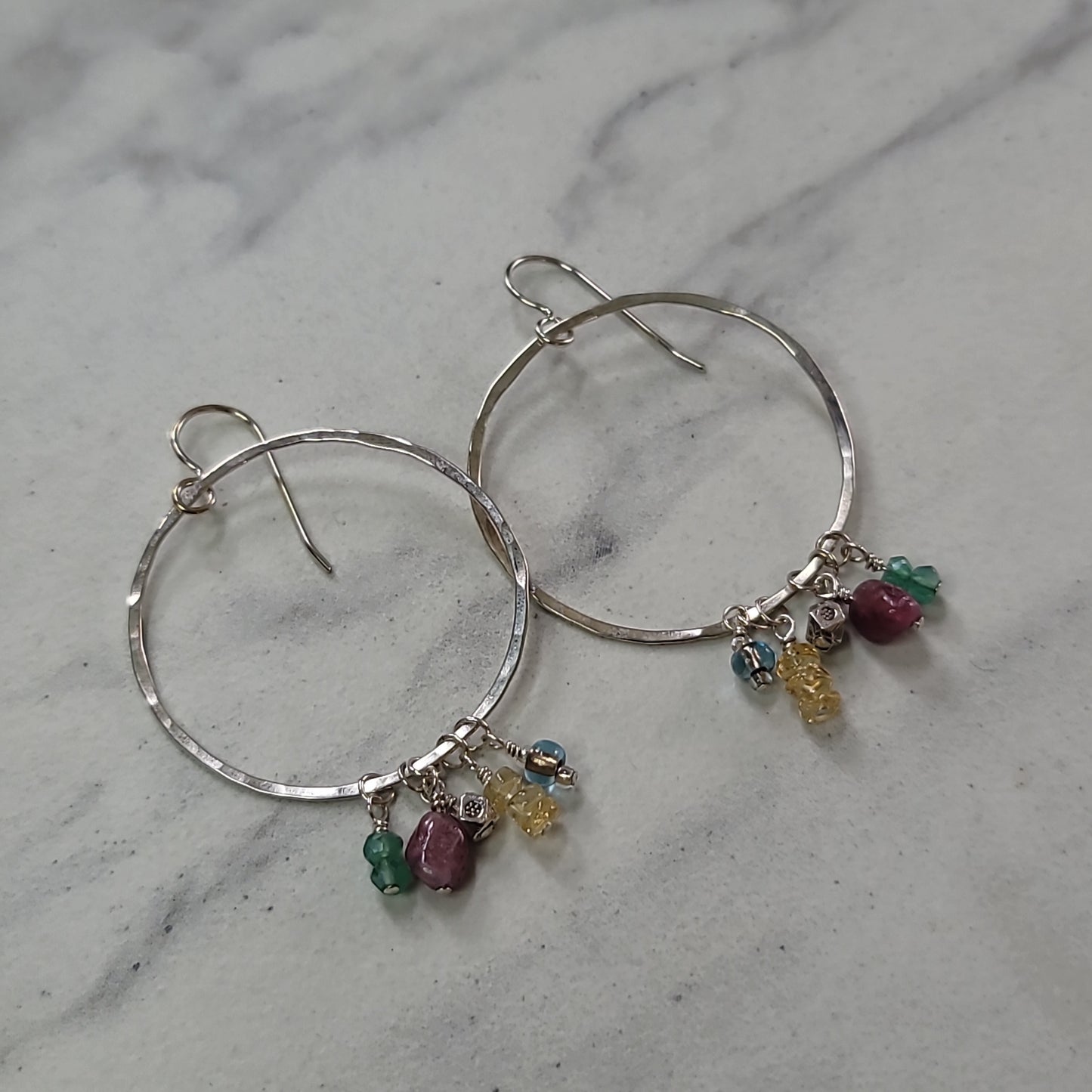 Hoops with Gemstone Dangles