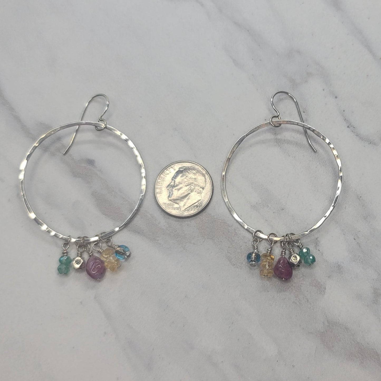 Hoops with Gemstone Dangles